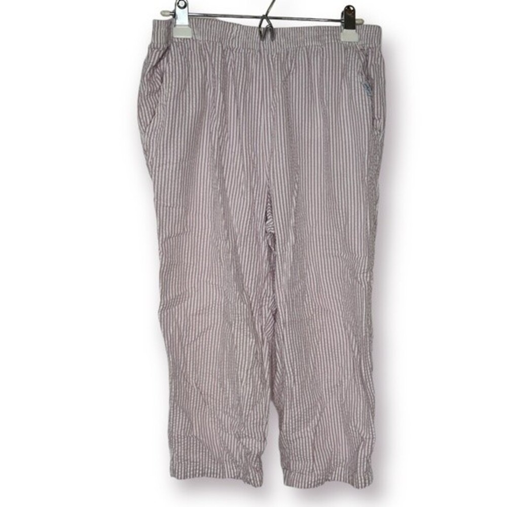 Vintage Chic VF Jeanswear Stripe Capri High Elastic Waist Lavender Pink Pants